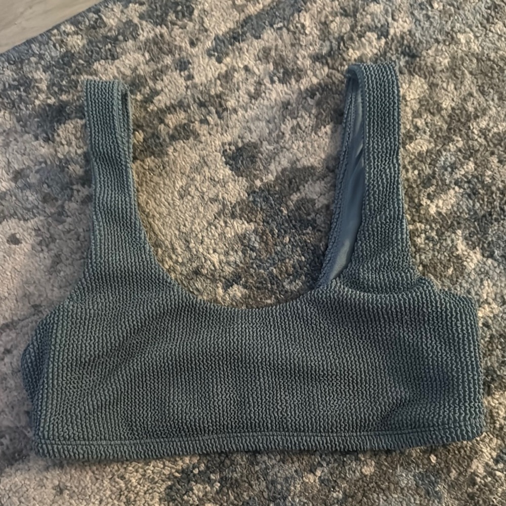 Hollister Textured Bikini Top in Dark Gray